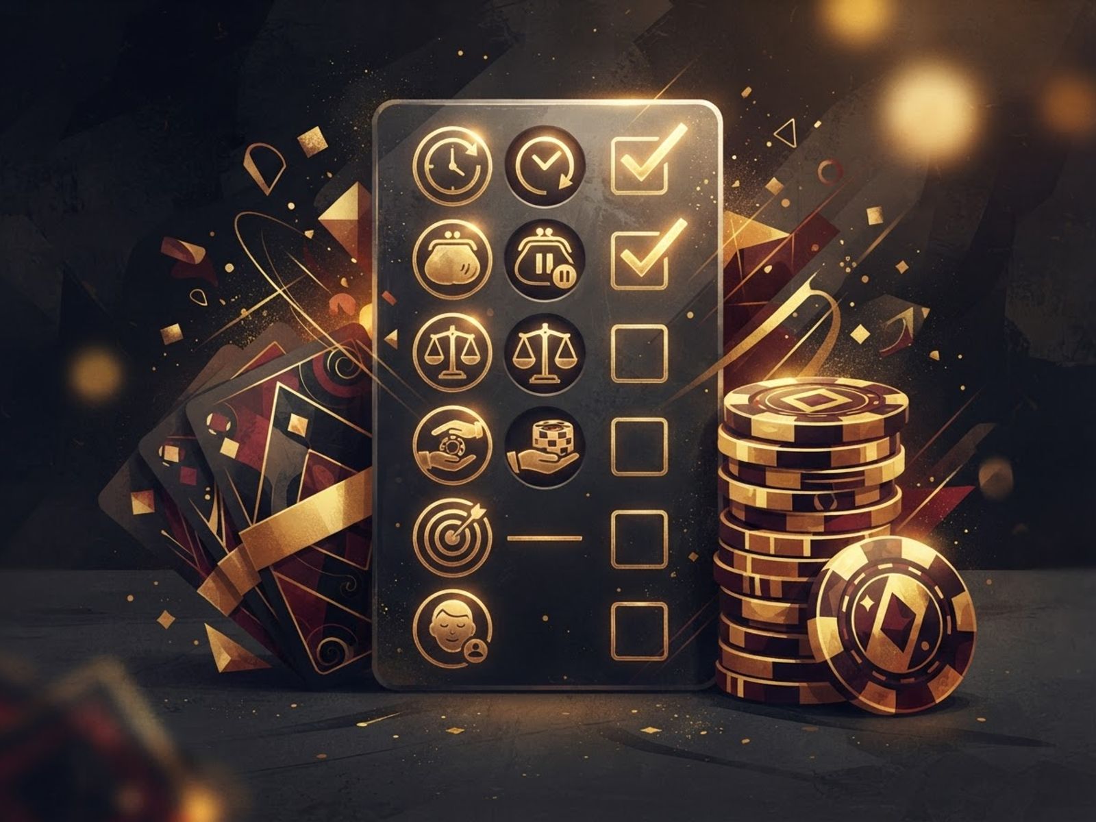 Casino responsible gambling tips panel on dark background